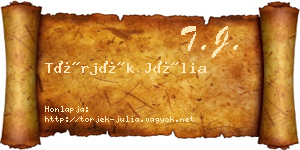 Törjék Júlia névjegykártya