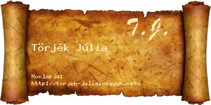 Törjék Júlia névjegykártya